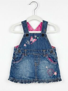 Y2K Denim Butterfly Embroidered Dress